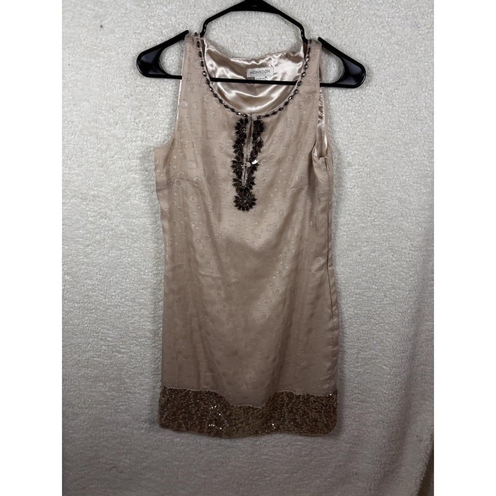 Monsoon Beaded Embellished Party Dress Champagne Sparkle Cocktail
